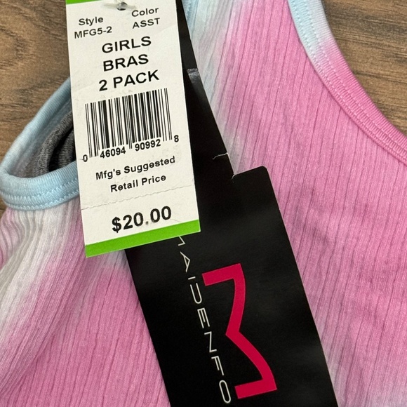 Pack of 2 Maidenform Girls Bras Gray & Tie Dye Size Large New with Tag - Picture 4 of 4